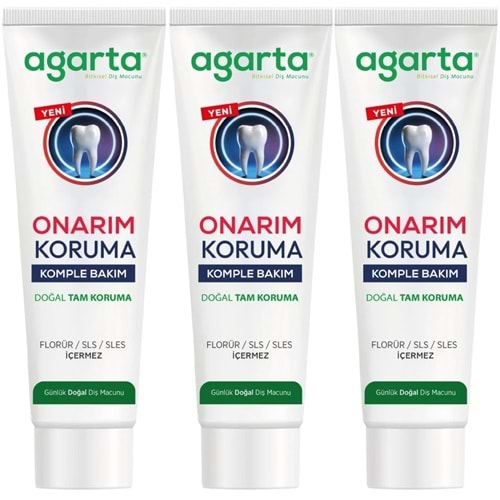 Agarta Doğal Tam koruma Diş Macunu 90 ML Onarım & Koruma (3 Lü Set)