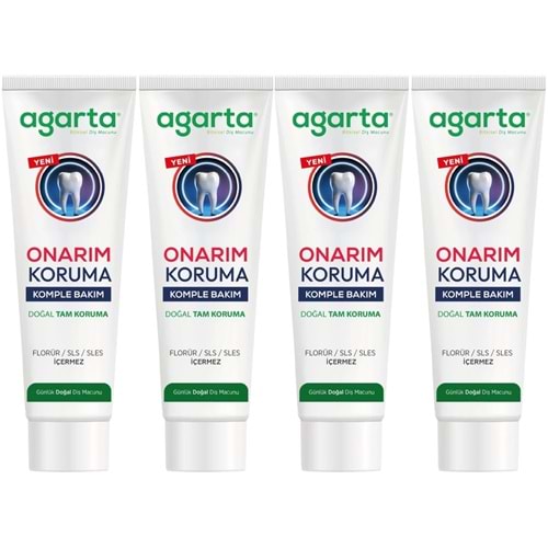 Agarta Doğal Tam koruma Diş Macunu 90 ML Onarım & Koruma (4 Lü Set)