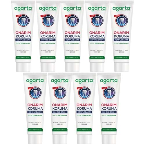 Agarta Doğal Tam koruma Diş Macunu 90 ML Onarım & Koruma (9 Lu Set)