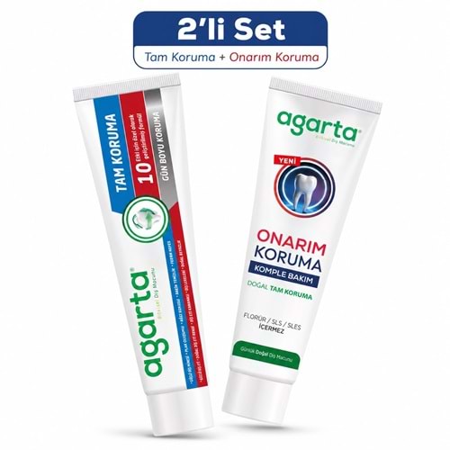 Agarta Doğal Tam koruma Diş Macunu 75 ML Gün Boyu Koruma & Onarım - Koruma 90 ML (Karma 2 Li Set)