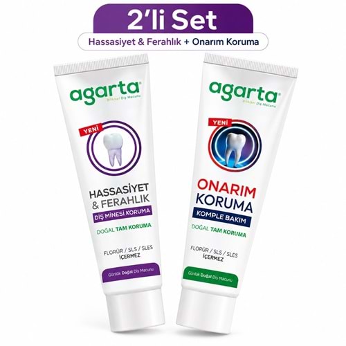 Agarta Doğal Tam koruma Diş Macunu 90 ML Hassasiyet -Ferahlık & Onarım -Koruma 90 ML (Karma 2Li Set)