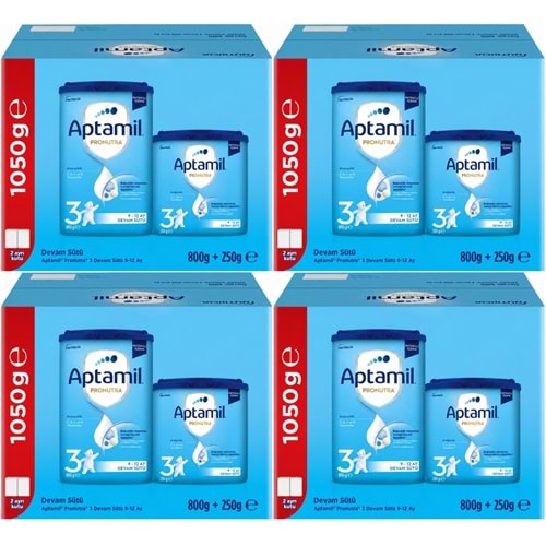 Nutrıcıa Aptamil Pronutra 1050GR (800+250GR) Devam Sütü No:3 (9-12 Ay) Avantaj Pk (4 Lü Set)