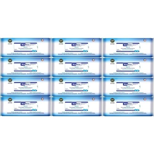 BlueWhite Yetişkin Perine Bölgesi Temizleme Mendil-Havlusu (12 Li Set) 50 Yaprak Hijyenik