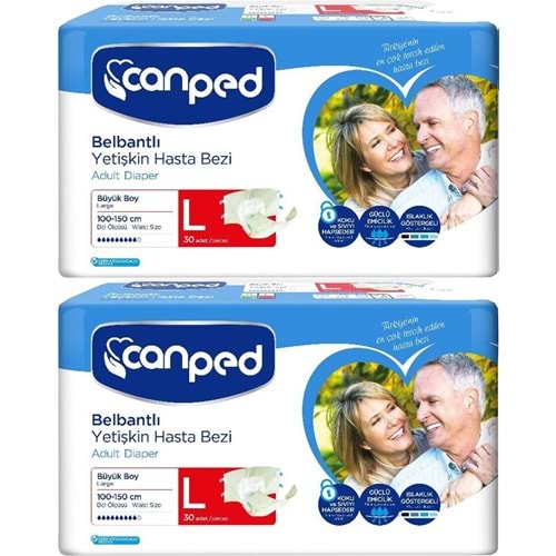 Canped Yetişkin Bezi Bel Bantlı Polietilen L - Büyük - Large 60 Adet