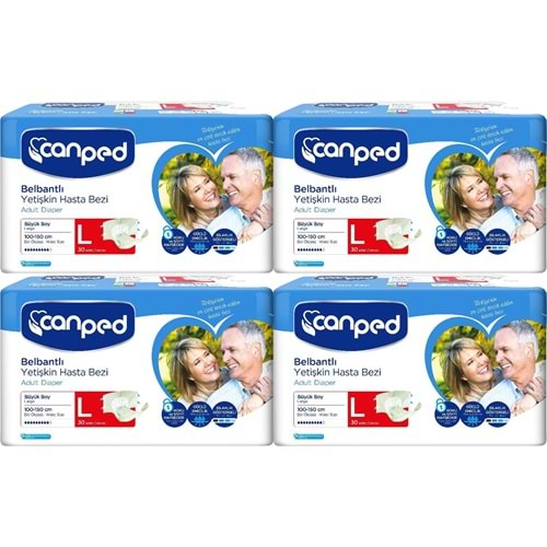 Canped Yetişkin Bezi Bel Bantlı Polietilen L - Büyük - Large 120 Adet