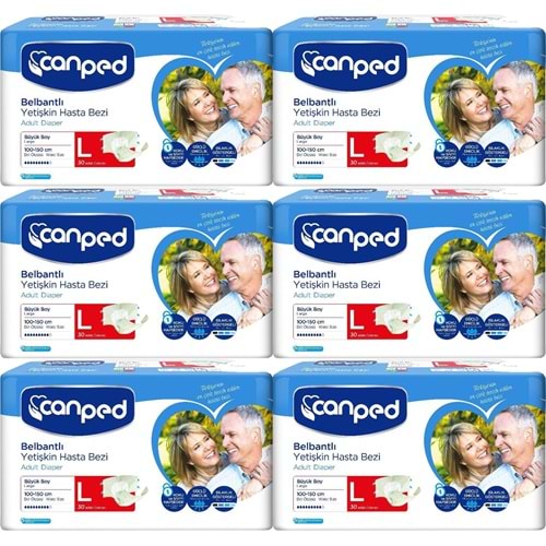 Canped Yetişkin Bezi Bel Bantlı Polietilen L - Büyük - Large 180 Adet