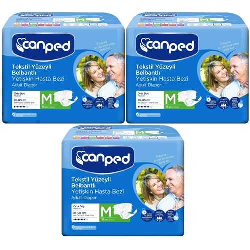 Canped Yetişkin Bezi Bel Bantlı Tekstil Yüzey M - Orta - Medium 54 Adet