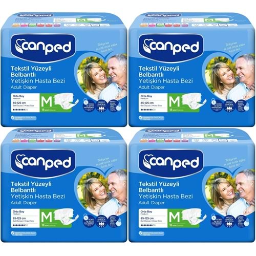 Canped Yetişkin Bezi Bel Bantlı Tekstil Yüzey M - Orta - Medium 72 Adet