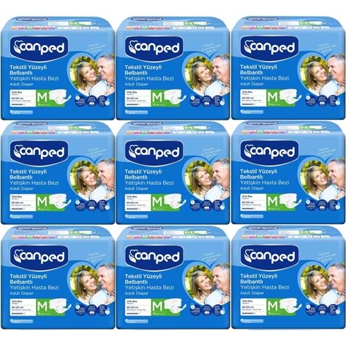 Canped Yetişkin Bezi Bel Bantlı Tekstil Yüzey M - Orta - Medium 162 Adet