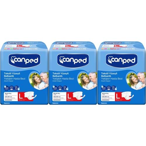 Canped Yetişkin Bezi Bel Bantlı Tekstil Yüzey L - Büyük - Large 42 Adet