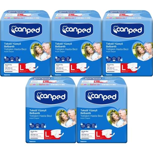 Canped Yetişkin Bezi Bel Bantlı Tekstil Yüzey L - Büyük - Large 70 Adet