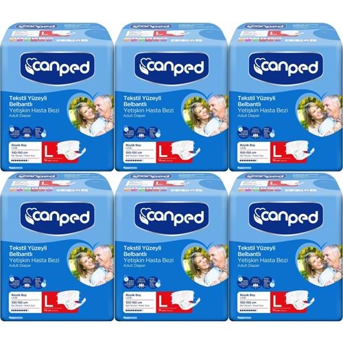 Canped Yetişkin Bezi Bel Bantlı Tekstil Yüzey L - Büyük - Large 84 Adet