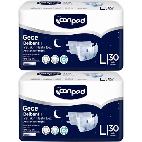 Canped Yetişkin Bezi Bel Bantlı Gece Night L - Büyük - Large 60 Adet