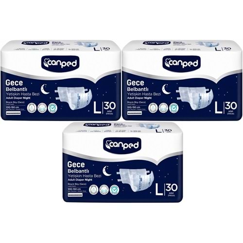 Canped Yetişkin Bezi Bel Bantlı Gece Night L - Büyük - Large 90 Adet