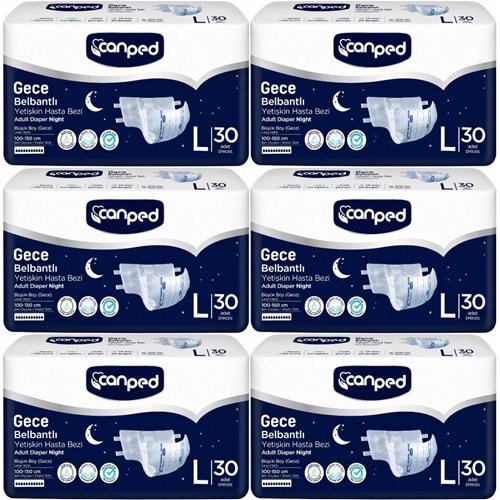 Canped Yetişkin Bezi Bel Bantlı Gece Night L - Büyük - Large 180 Adet