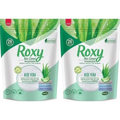 Dalan Roxy Bio Clean Matik Sabun Tozu 800GR Aloe Vera (2 Li Set) (52 Yıkama)