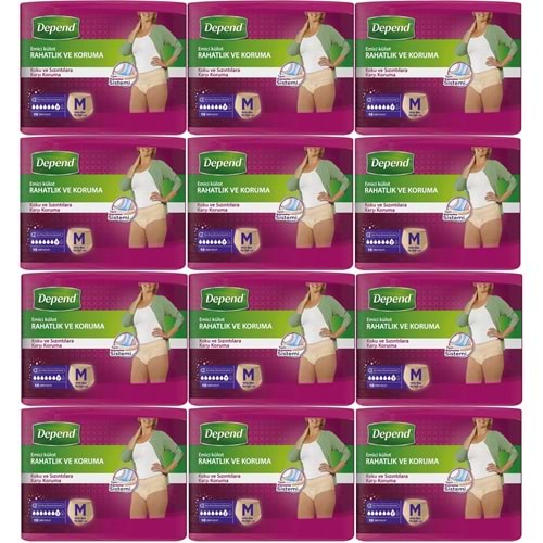 Depend Emici Külot Yetişkin Bezi Medium - Orta Kadın 120 Adet (12PK*10)