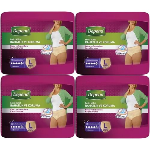 Depend Emici Külot Yetişkin Bezi Large - Büyük Kadın 40 Adet (4PK*10)