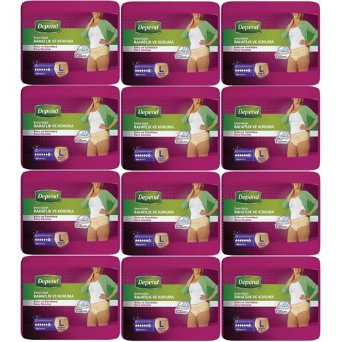 Depend Emici Külot Yetişkin Bezi Large - Büyük Kadın 120 Adet (12PK*10)