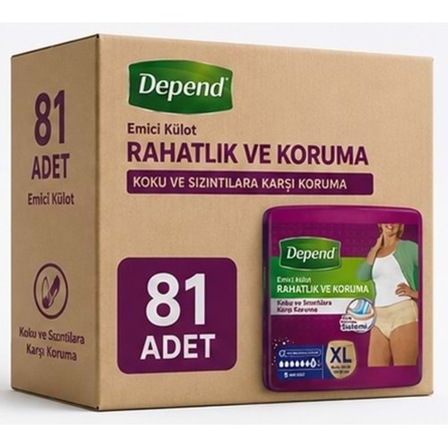 Depend Emici Külot Yetişkin Bezi XL - Extra Large Kadın 81 Adet (9PK*9)