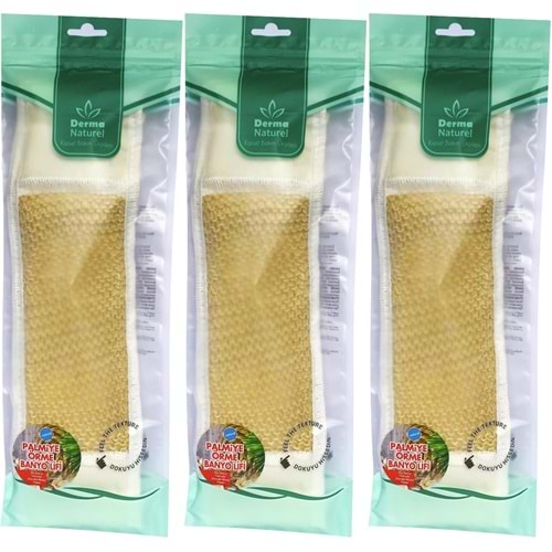 Derma Naturel Palmiye Örme İpli Banyo Kemeri (8*24CM) (3 Lü Set)