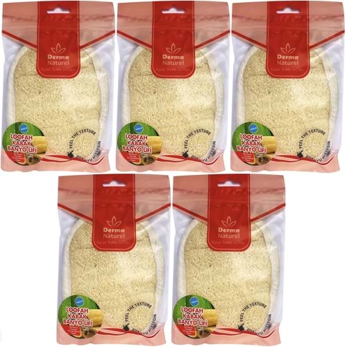 Derma Naturel Loofah Kabak Banyo ve Yüz Lifi (15*24CM) MS-10 (5 Li Set)