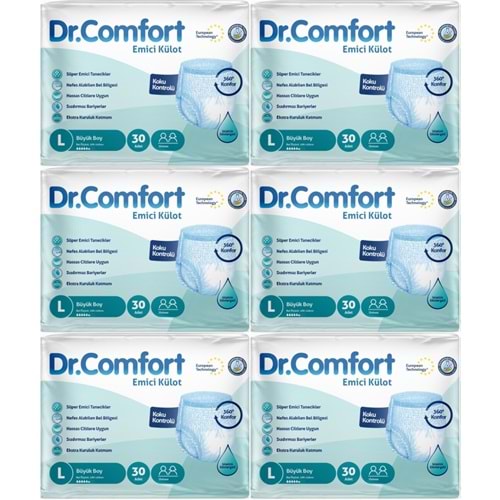 Dr.Comfort Yetişkin Bezi Emici Külot L-Büyük 180 Adet 6Pk x 30