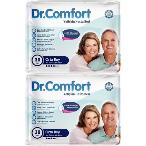 Dr.Comfort Yetişkin Bezi Bel Bantlı Tekstil Yüzeyli M - Orta - Medium 60 Adet