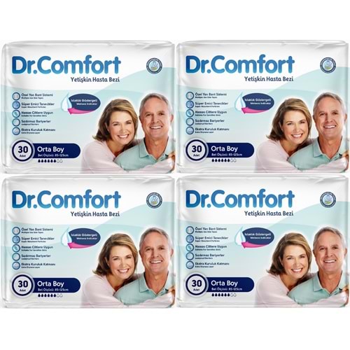 Dr.Comfort Yetişkin Bezi Bel Bantlı Tekstil Yüzeyli M - Orta - Medium 120 Adet
