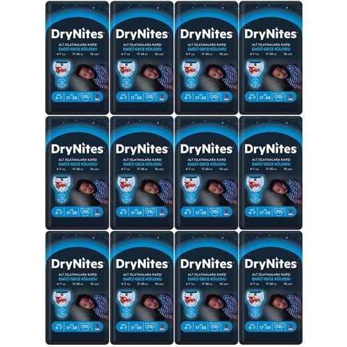 Drynites Emici Gece Külodu/Külot Bez Erkek 4-7Yaş 17-30KG Small 120Adet 12PK*10 AltIslatmalara Karşı