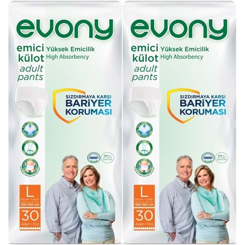 Evony Yetişkin Bezi Emici Külot L - Büyük - Large 60 Adet