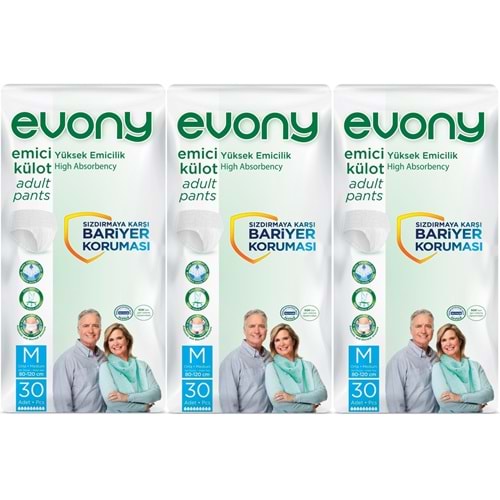 Evony Yetişkin Bezi Emici Külot M - Orta - Medium 90 Adet (3PK*30)