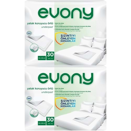 Evony Yetişkin Yatak Koruyucu Örtü 60*90CM 60 Adet (2PK*30) (Kaymaz Özellikli)
