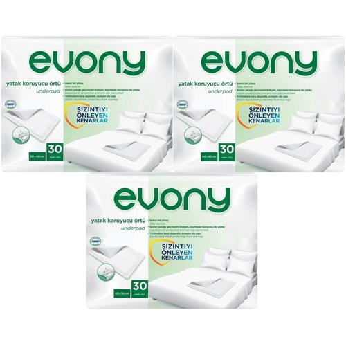 Evony Yetişkin Yatak Koruyucu Örtü 60*90CM 90 Adet (3PK*30) (Kaymaz Özellikli)