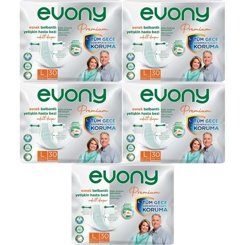 Evony Premium Yetişkin Bezi Bel Bantlı Tekstil Yüzey L - Büyük - Large 150 Adet