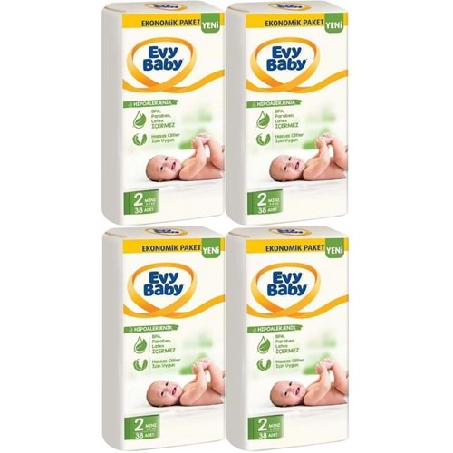 Evy Baby Bebek Bezi 2 Beden 3-6 KG Mini 152 Adet Süper Ekonomik Fırsat Pk