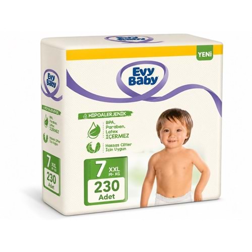 Evy Baby Bebek Bezi 7 Beden 19+ KG XXLarge 230 Adet Mega Süper Fırsat Pk