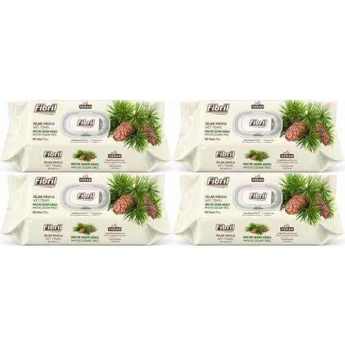 Fibril Islak Havlu Mendil 90 Yaprak Mistik Sedir Ağacı Plastik Kapaklı (4 Lü Set) 360 Yaprak