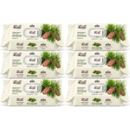 Fibril Islak Havlu Mendil 90 Yaprak Mistik Sedir Ağacı Plastik Kapaklı (6 Lı Set) 540 Yaprak