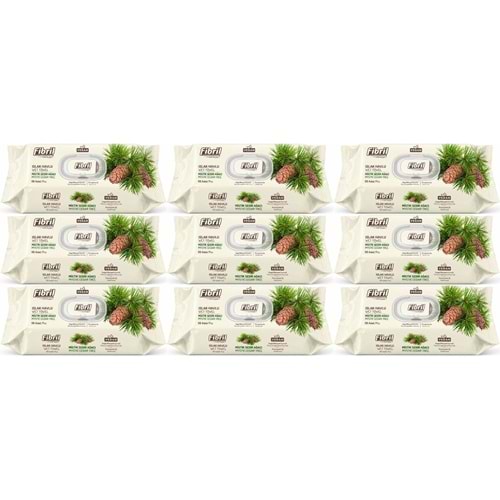 Fibril Islak Havlu Mendil 90 Yaprak Mistik Sedir Ağacı Plastik Kapaklı (9 Lu Set) 810 Yaprak