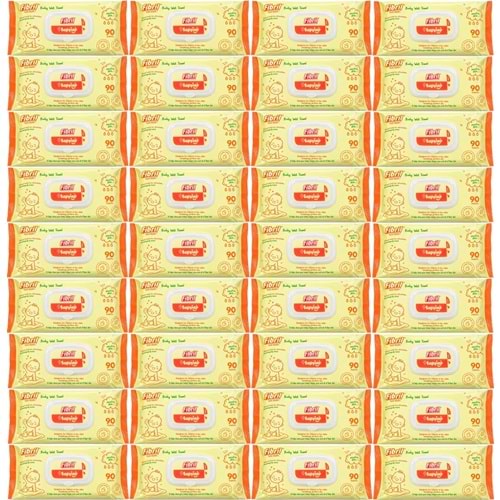 Fibril Islak Havlu Mendil 90 Yaprak Bebek Plastik Kapaklı (36 Lı Set) 3240 Yaprak