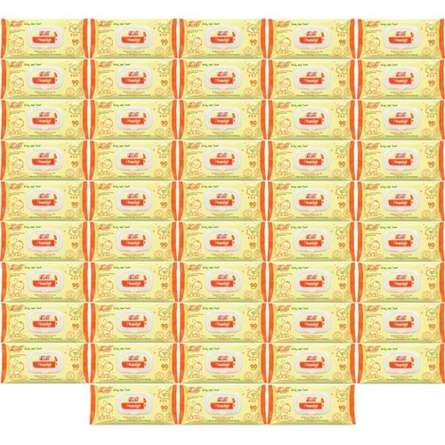 Fibril Islak Havlu Mendil 90 Yaprak Bebek Plastik Kapaklı (48 Li Set) 4320 Yaprak