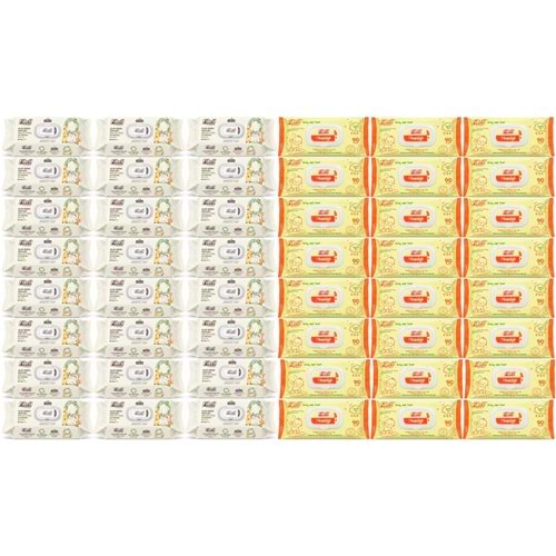 Fibril Islak Havlu Bebek Mendil 90 Yaprak Zeytinyağlı & Bebek (Karma 48 Li Set) 4320 Yaprak