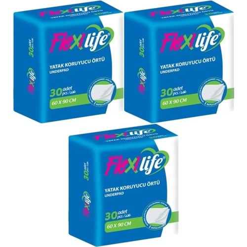Flexi Life Kedi - Köpek - Evcil Hayvan Çiş Tuvalet Eğitim Pedi 60*90CM 90 Adet (3PK*30)