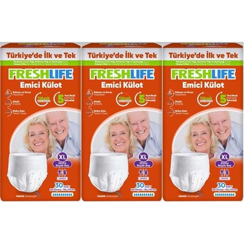FreshLife Emici Külot Yetişkin Bezi XL Ekstra Büyük 90 Adet (3PK*30)