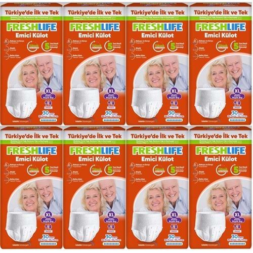 FreshLife Emici Külot Yetişkin Bezi XL Ekstra Büyük 240 Adet (8PK*30)