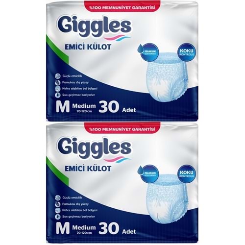 Giggles Yetişkin Bezi Emici Külot M-Orta Medium 60 Adet (2PK*30)