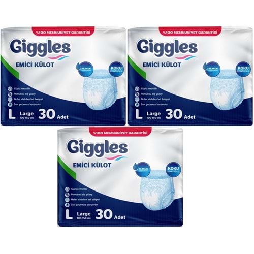 Giggles Yetişkin Bezi Emici Külot L-Büyük 90 Adet (3PK*30)