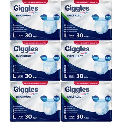 Giggles Yetişkin Bezi Emici Külot L-Büyük 180 Adet (6PK*30)