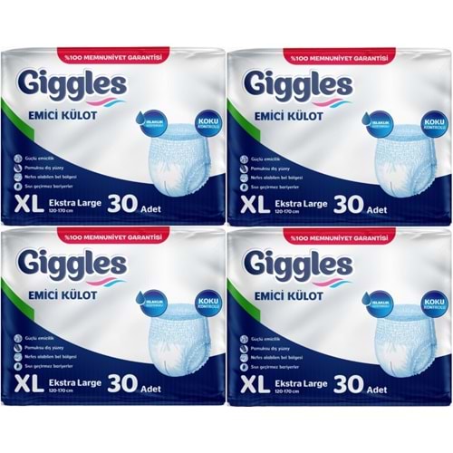 Giggles Yetişkin Bezi Emici Külot Ekstra Büyük (XL) 120 Adet (4PK*30)